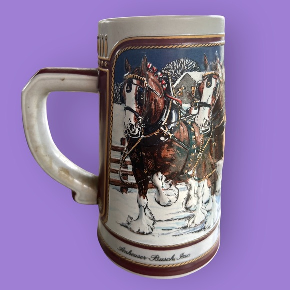 1989 Vintage Budweiser Beer Stein Anheuser-Busch Clydesdales Ceramarte Retro - Picture 3 of 11